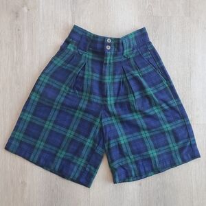 Plaid Green and Blue Women's Shorts